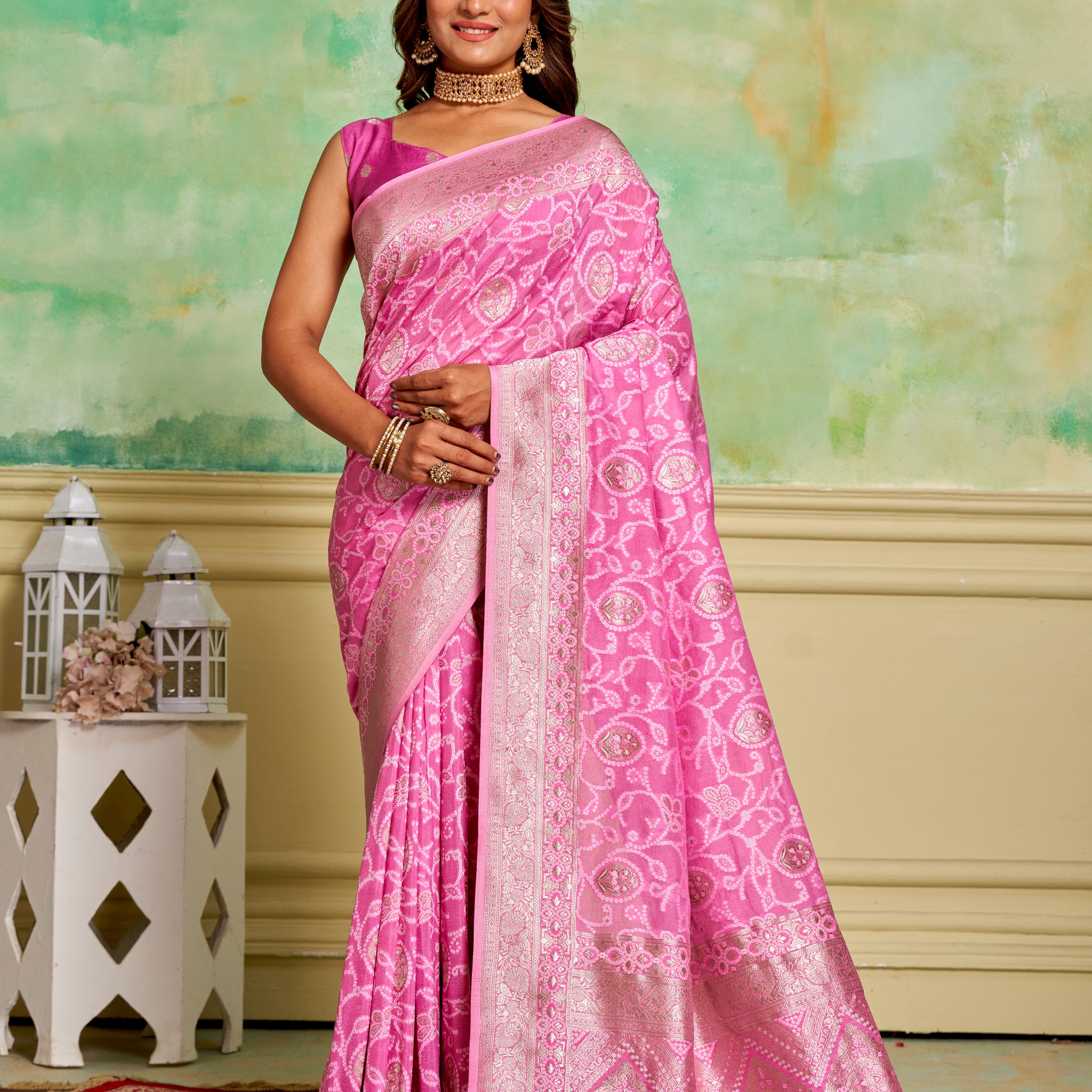 Floral Woven Silk Blend Zari Saree