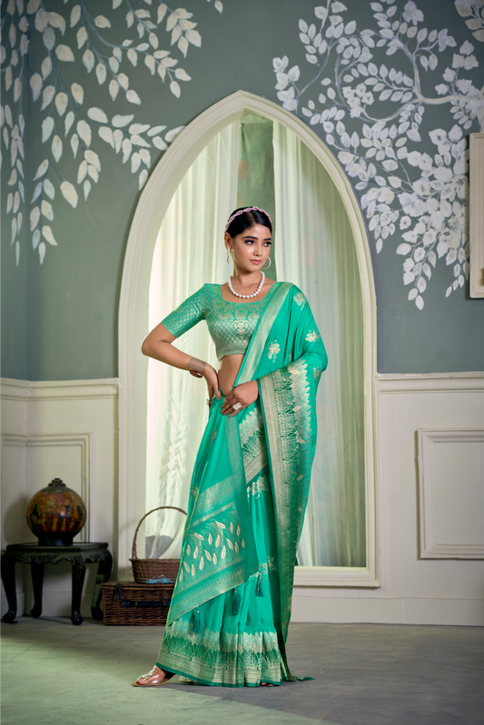 Floral Zari Pure Crepe Saree