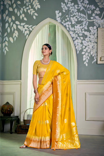 Floral Zari Pure Crepe Saree