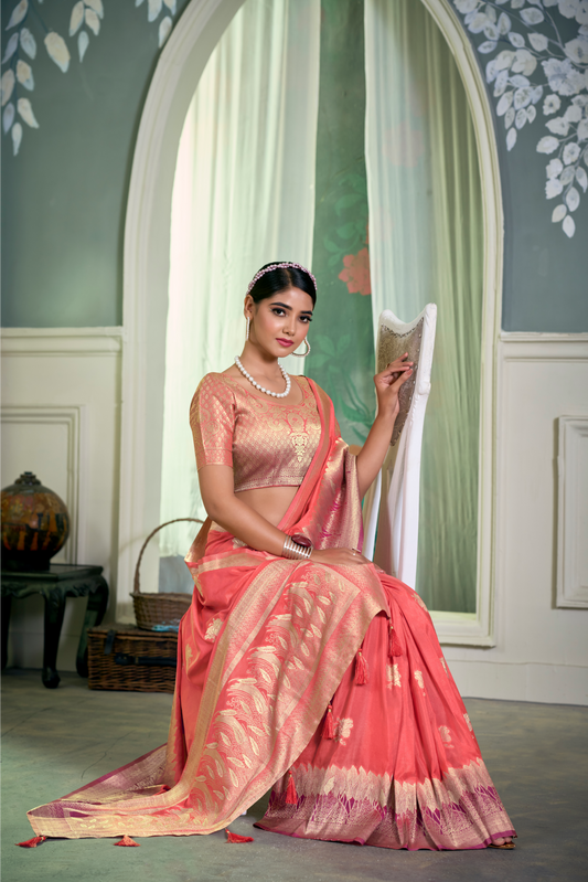 Floral Zari Pure Crepe Saree