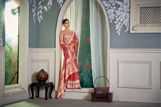 Floral Zari Pure Crepe Saree