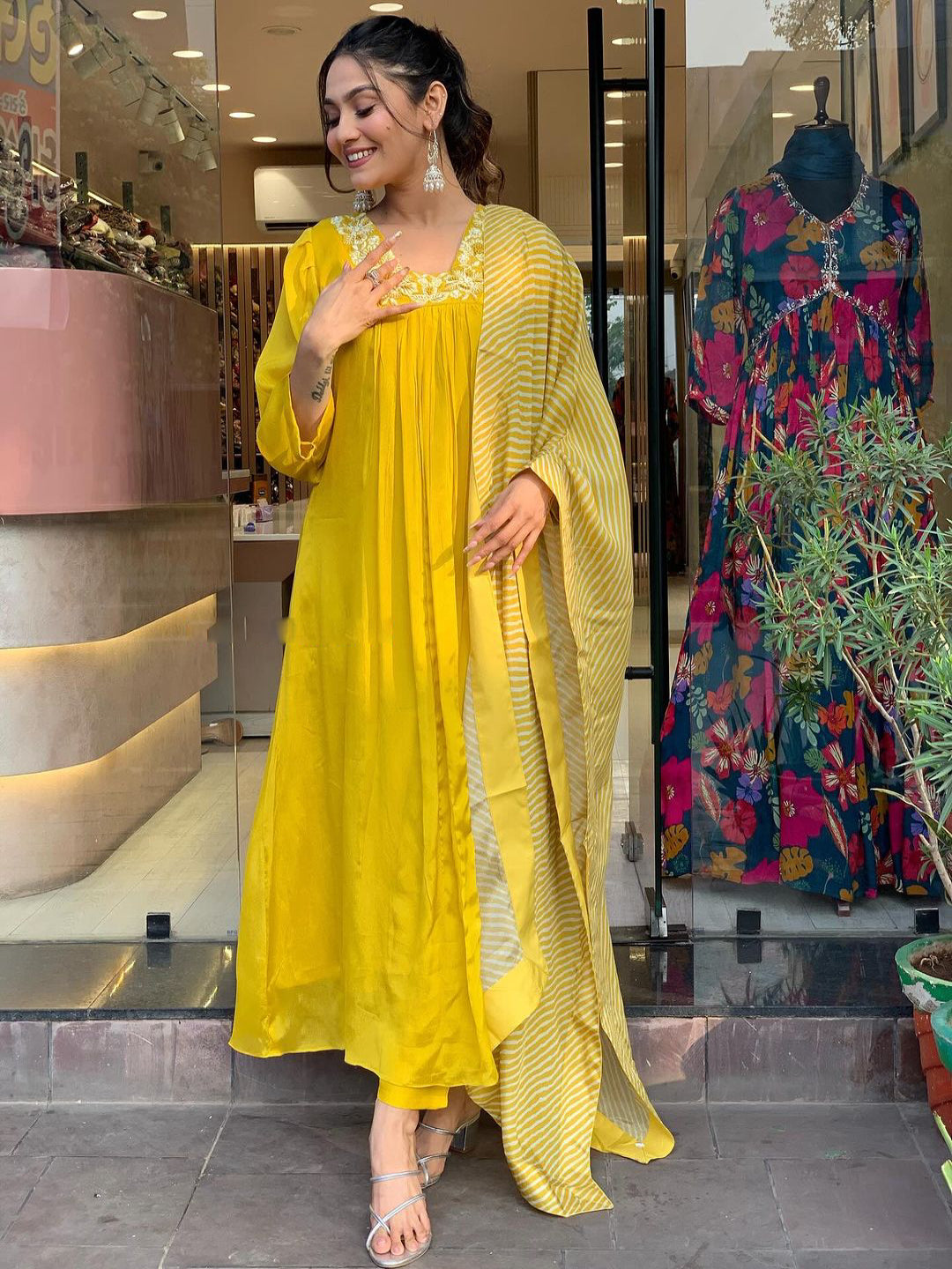 Women Embroidered Straight Kurta with Pants & Dupatta