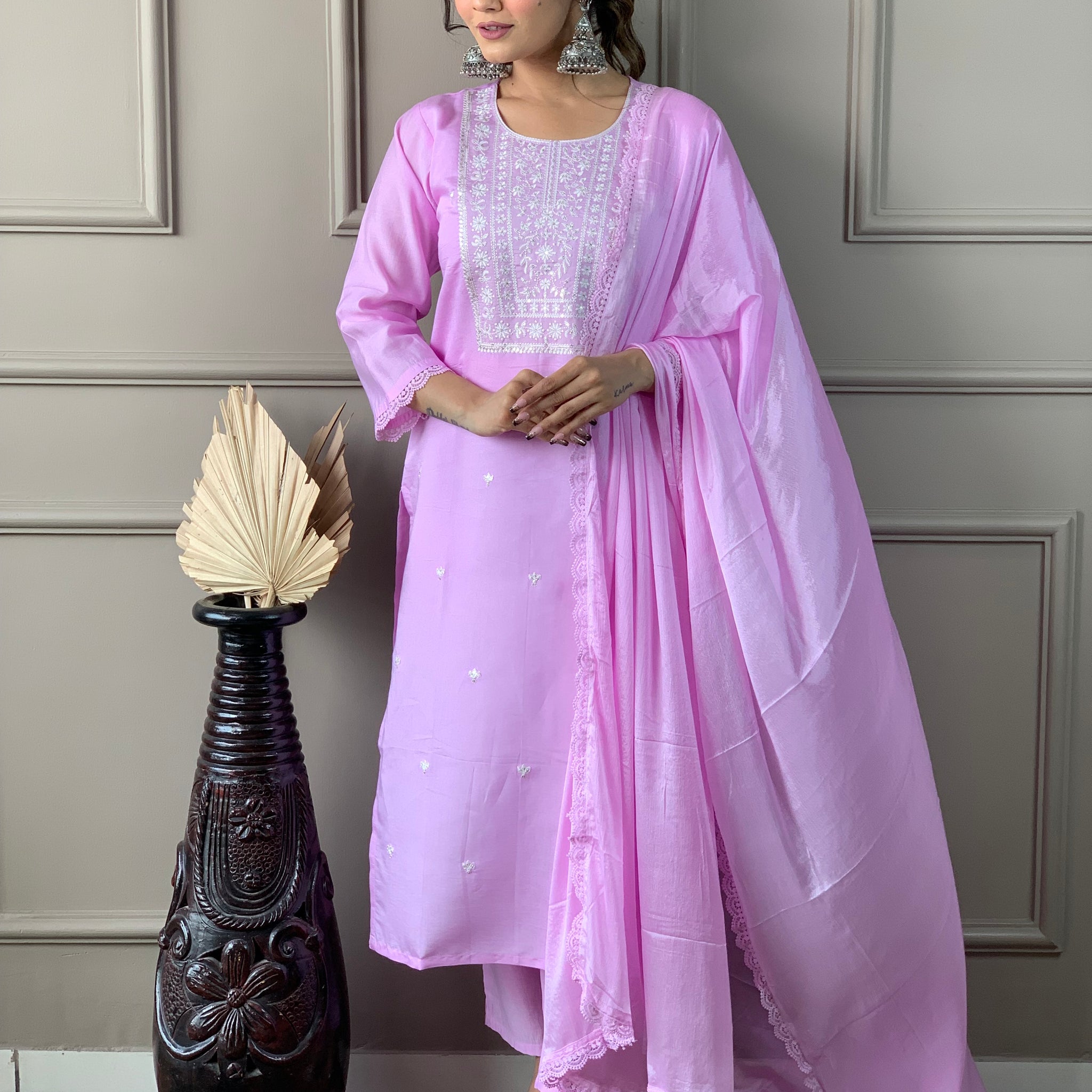 Women Embroidered A-Line Kurta Set