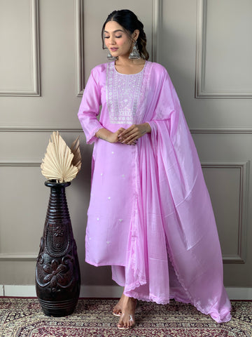 Women Embroidered A-Line Kurta Set