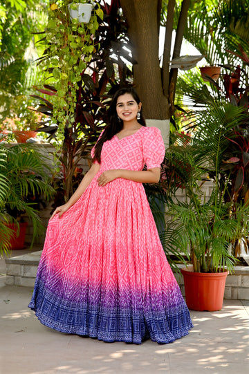 Beautiful Crush Pleating Pink Designer Gown