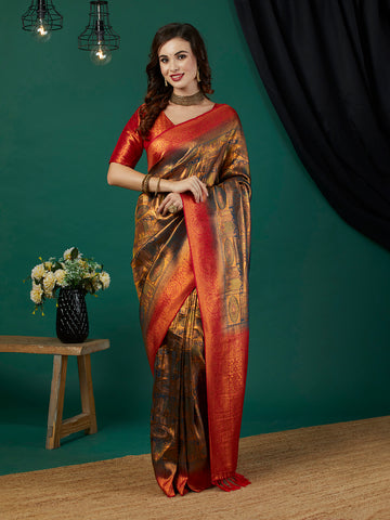 Woven Design Zari Pure Silk Kanjeevaram Saree