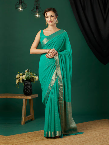 Striped Zari Pure Chiffon Saree