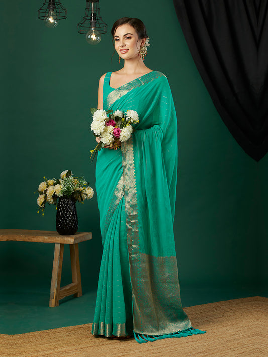 Striped Zari Pure Chiffon Saree