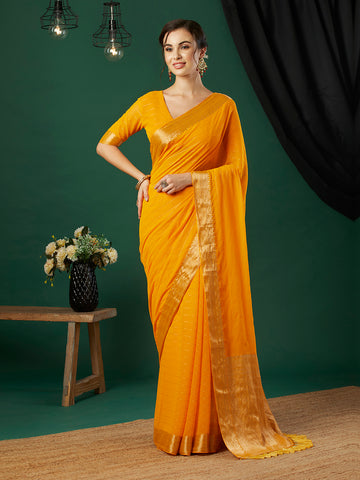 Striped Zari Pure Chiffon Saree