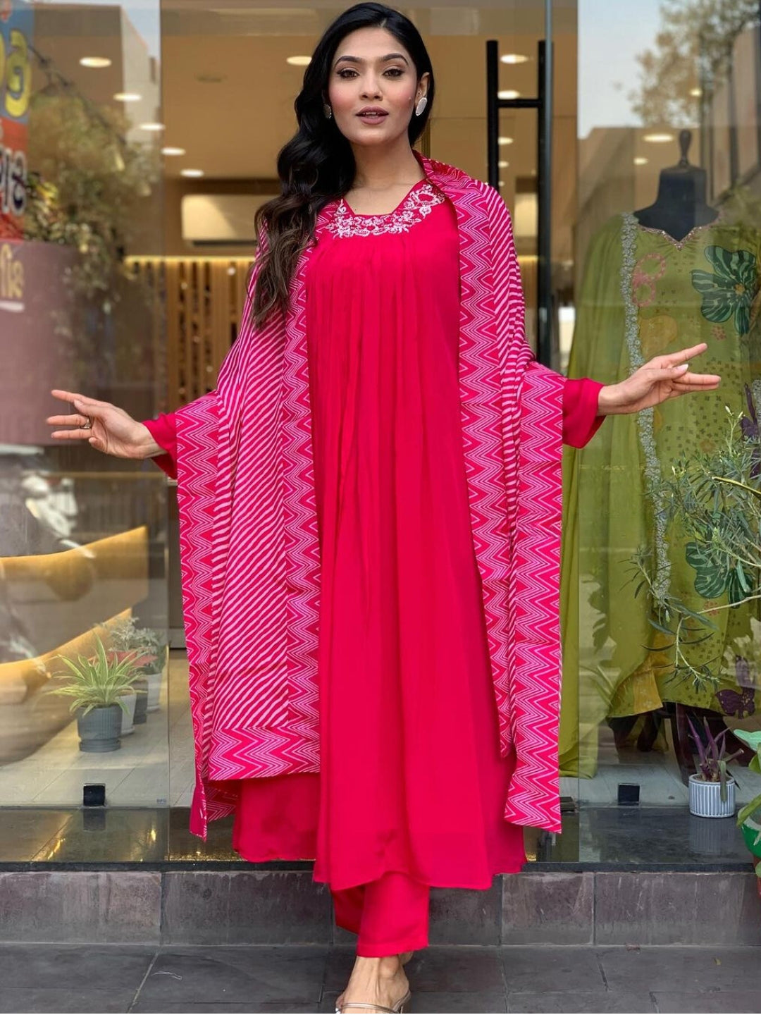 Women Embroidered Straight Kurta Set