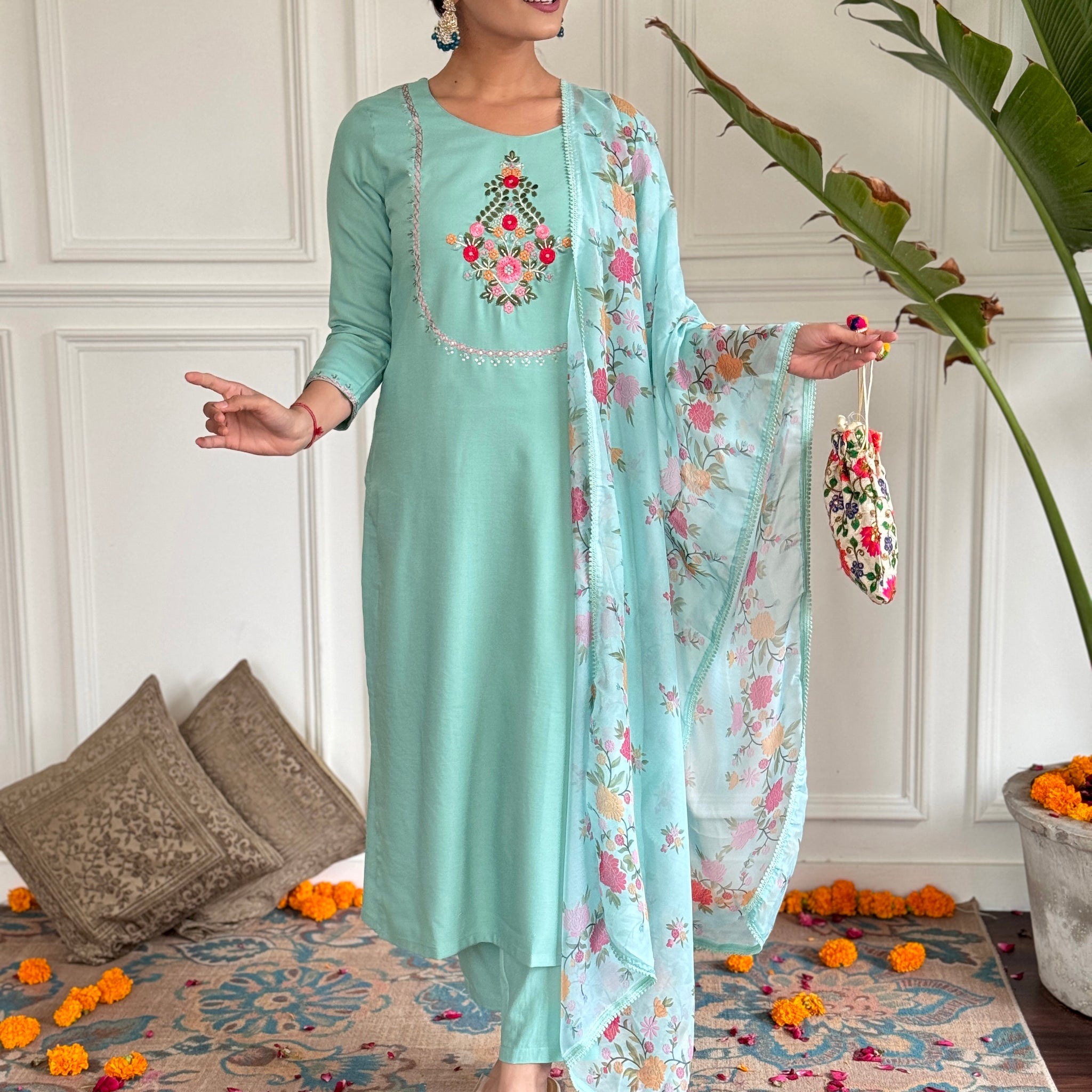 Women Embroidery Straight Kurta Set