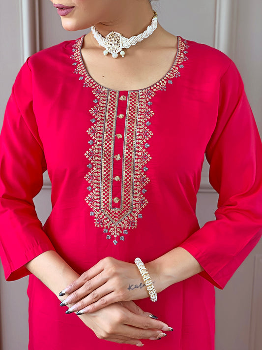 Embroidered Straight Kurta Set