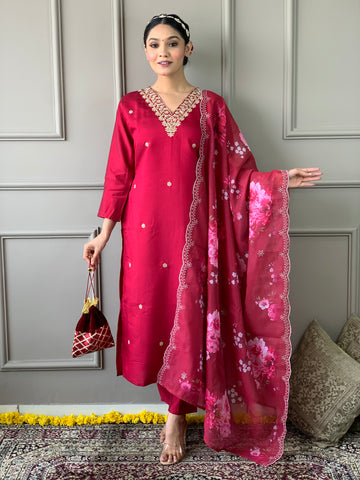 Embroidered Straight Kurta Set