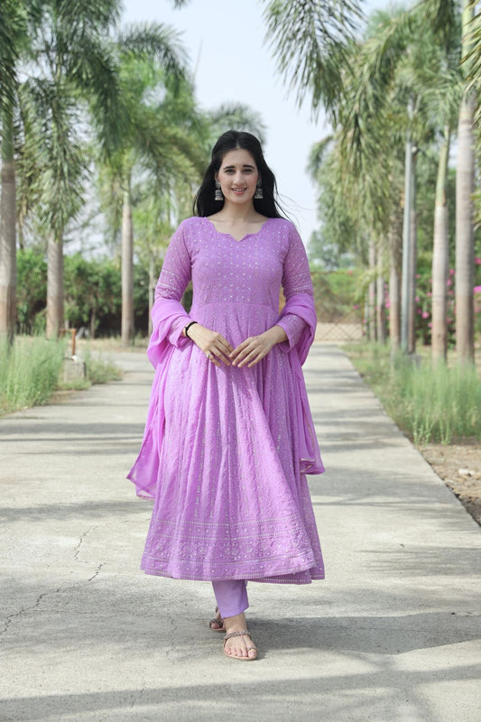 REMIUM READYMADE KALI-CUT ANARKALI SUIT SET [3 PIS]