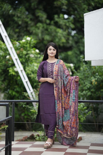 Handwork kurti with full inner, pant, and dupatta